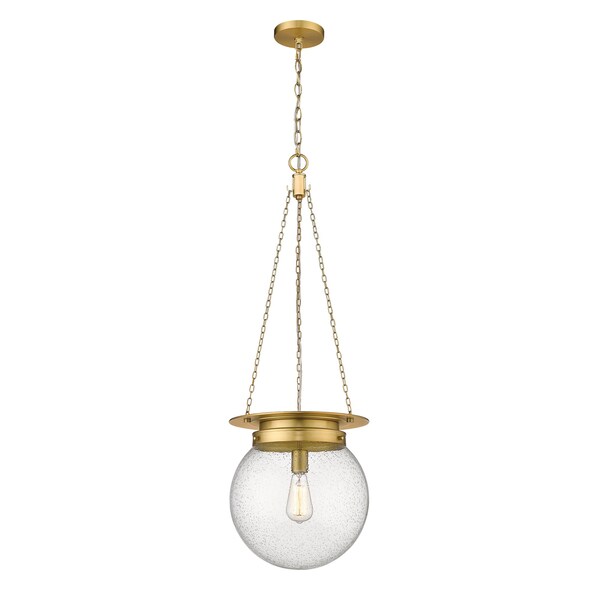 Z-Lite Calhoun Pendant, 1-Light, 13 In.W x 14.75 In.H, Heritage Brass/Clear seedy 7506P13-HBR - main